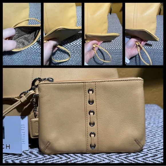 Vintage Coach Legacy Slim Duffle & Wristlet Set - Butter Yellow - 9326 - Picture 12 of 14